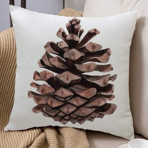 Pillow Cover Pinecone Nature Natural Decorative Zipper Closure Square 18 X 18 in - Picture 3 of 15